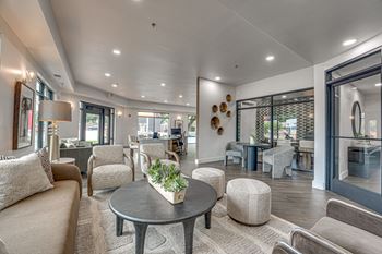 Spacious community lounge with comfortable seating areas